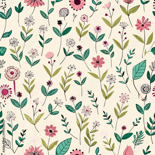 Floral seamless pattern vector illustration.