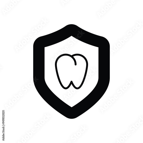 dental protection glyph icon with white background vector stock illustration