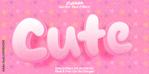 Cute Vector Text Effect Editable Alphabet Pink Kids Happy Candy Fun