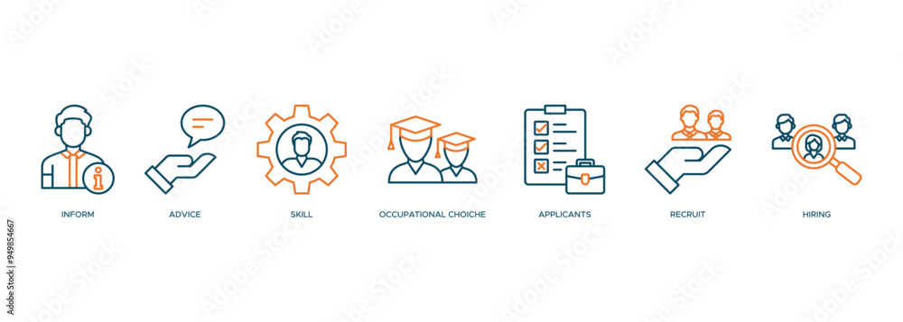 Job fair icon of the information, advice, skills, occupational, applicants, recruit, and hiring Job fair icon of the information, advice, skills, occupational, applicants, recruit, and hiring