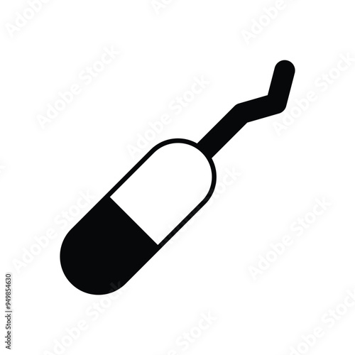 periodontal scaler glyph icon with white background vector stock illustration