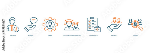 Job fair icon of the information, advice, skills, occupational, applicants, recruit, and hiring