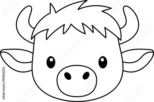 Cute buffalo clipart design illustration