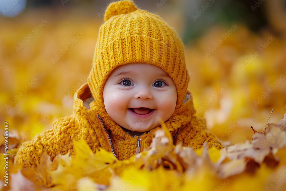 Beautiful autumn portrait, sunny day, park full of fallen foliage, people children pets walking, generative AI Beautiful autumn portrait, sunny day, park full of fallen foliage, people children pets walking, generative AI