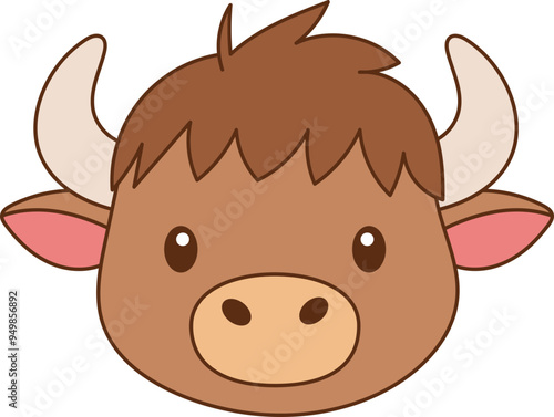 Cute buffalo clipart design illustration