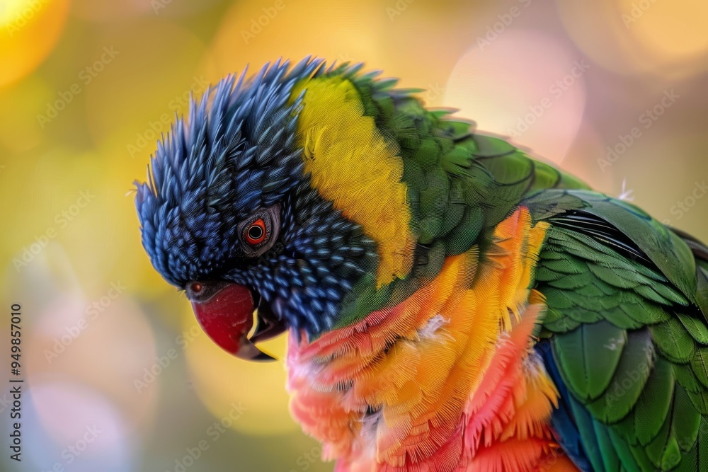 A vibrant parrot perched on a branch, showcasing its colorful feathers against a natural backdrop, A colorful parrot showing off its plumage, AI generated A vibrant parrot perched on a branch, showcasing its colorful feathers against a natural backdrop, A colorful parrot showing off its plumage, AI generated