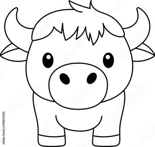 Cute buffalo clipart design illustration