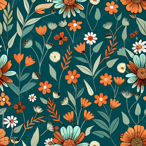 Floral seamless pattern vector illustration.