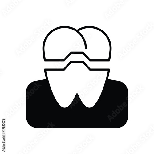 teeth crown glyph icon with white background vector stock illustration