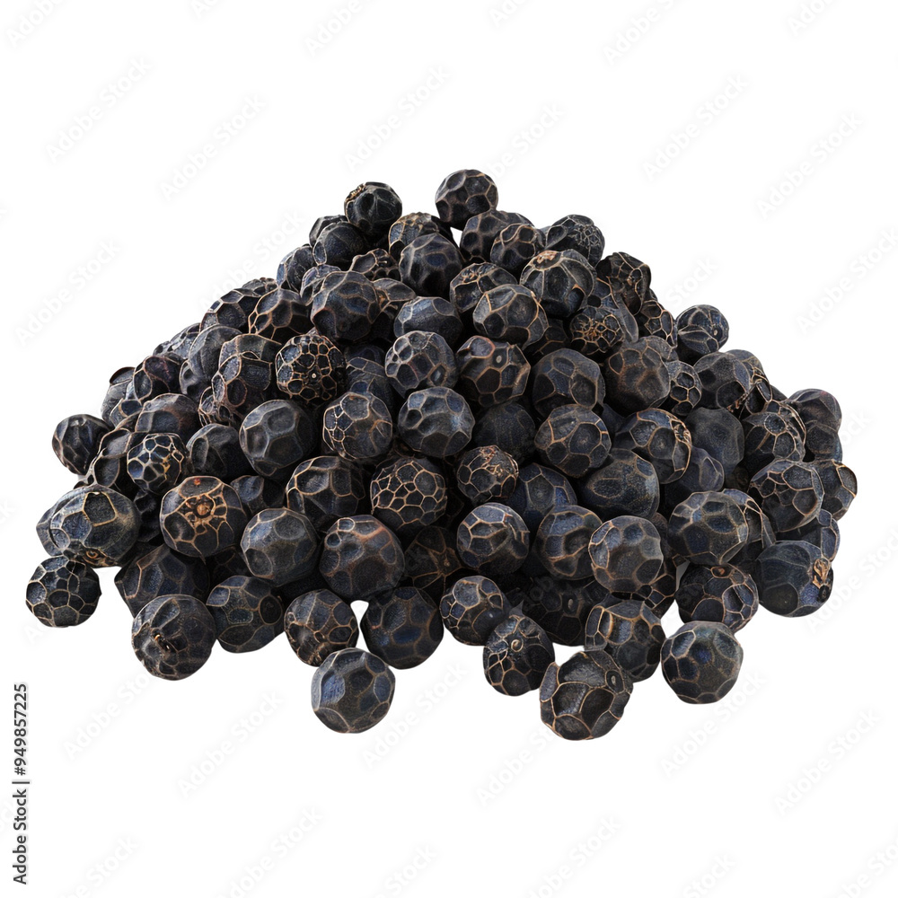 Black Peppercorns Isolated on Black Background
