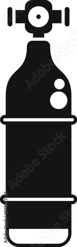 Black oxygen cylinder icon depicting essential diving equipment for underwater exploration