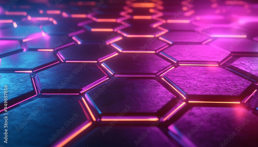 Futuristic Hexagonal Neon Lights Background Futuristic Hexagonal Neon Lights Background