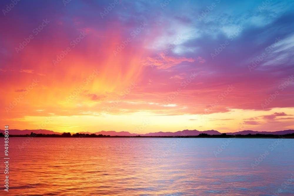 Obraz premium Stunning Sunset Over Mountain Lake - Landscape Photography