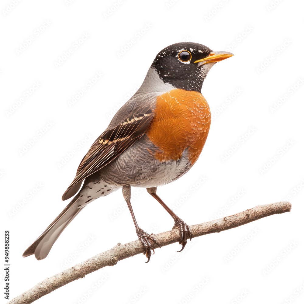A - American Robin object isolated on transparent png. A - American Robin object isolated on transparent png.