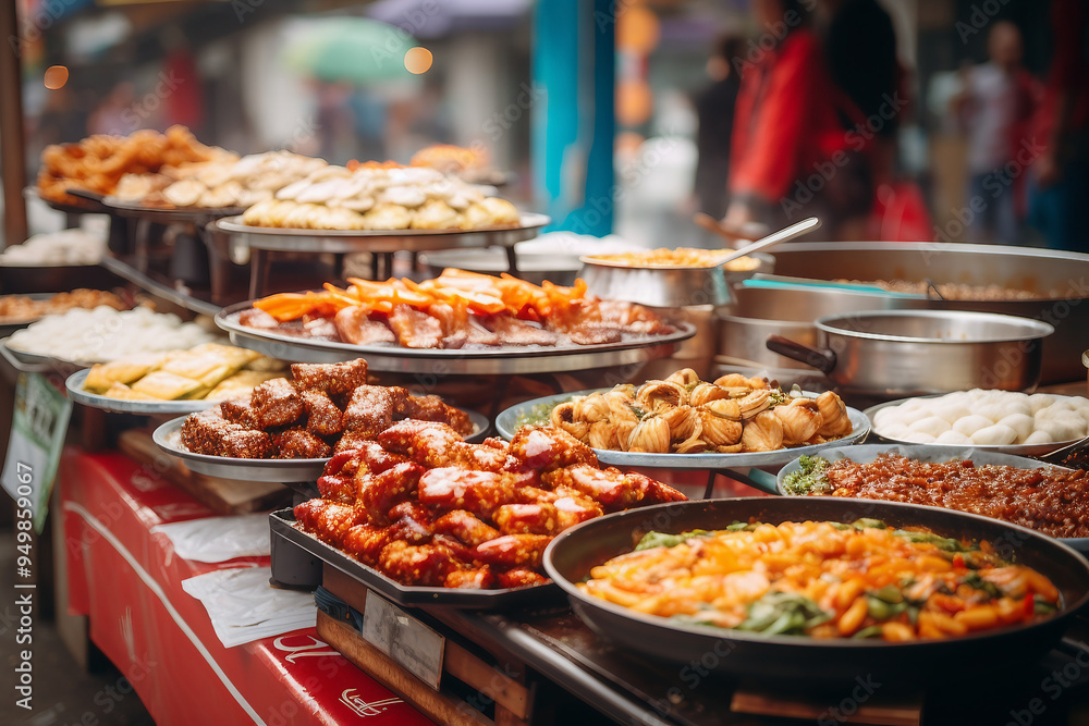 Image of food market bazaar festive event generative AI Image of food market bazaar festive event generative AI