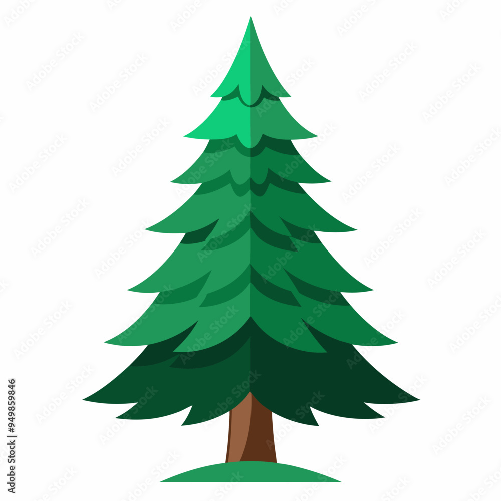 A colorful cartoon illustration of a pine tree set on a white background A colorful cartoon illustration of a pine tree set on a white background