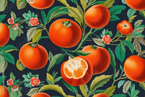 Vintage Mandarin Design on a Classic Botanical Background