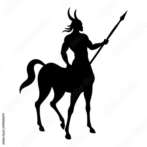 centaur spear silhouette of a horse and rider 