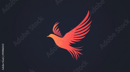 Abstract flying dove logo. Elegant silhouette design in flat style. Vector illustration for logo, icon, symbol, emblem, template design.