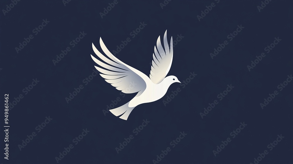 Fototapeta premium Abstract flying dove logo. Elegant silhouette design in flat style. Vector illustration for logo, icon, symbol, emblem, template design.
