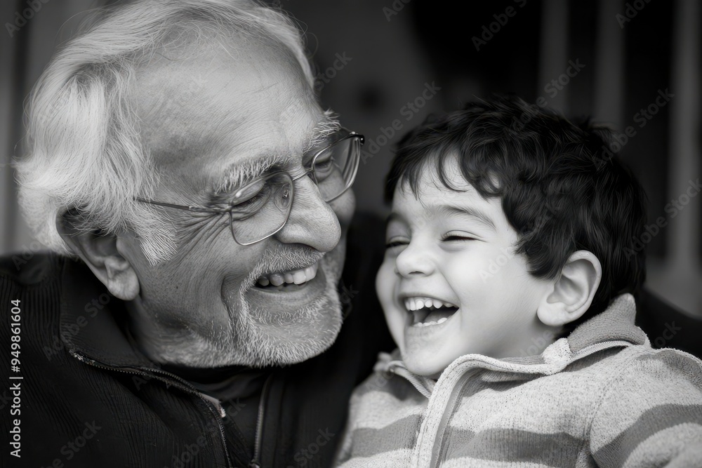 Grandfather and Grandson Sharing a Moment of Laughter Grandfather and Grandson Sharing a Moment of Laughter