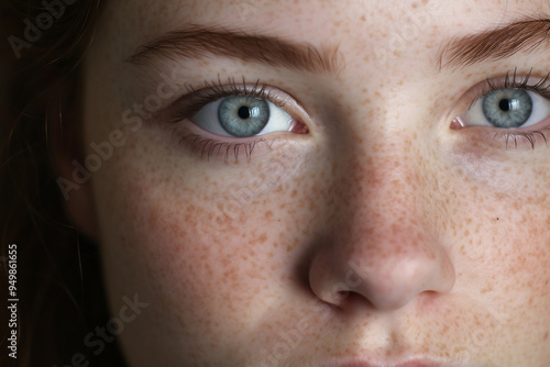 Close up portrait of beautiful woman with dark spots on her face generative ai