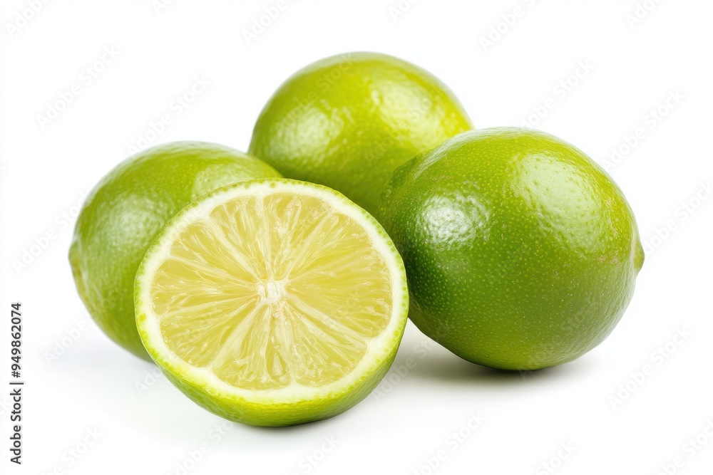Green lime lemons isolated on white background Green lime lemons isolated on white background