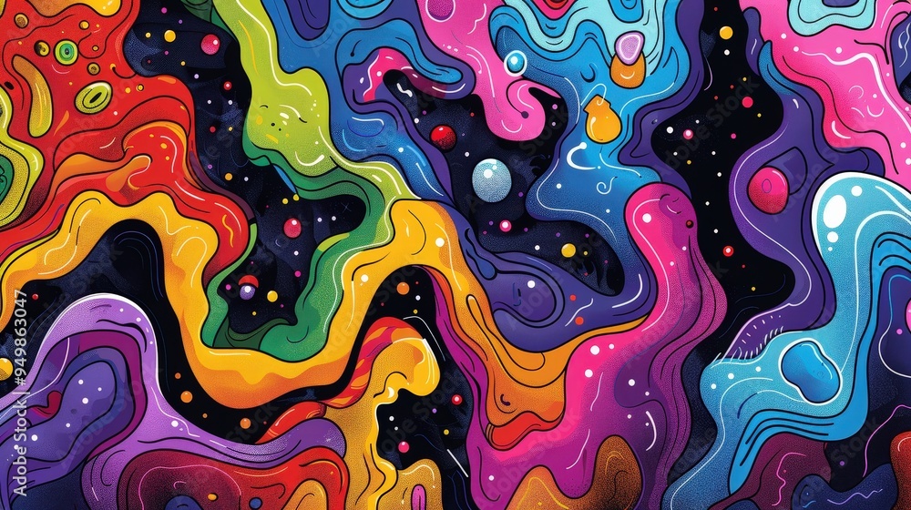 Vibrant abstract psychedelic background featuring swirling colors and cosmic elements in a mesmerizing display of creativity. Generative AI Vibrant abstract psychedelic background featuring swirling colors and cosmic elements in a mesmerizing display of creativity. Generative AI