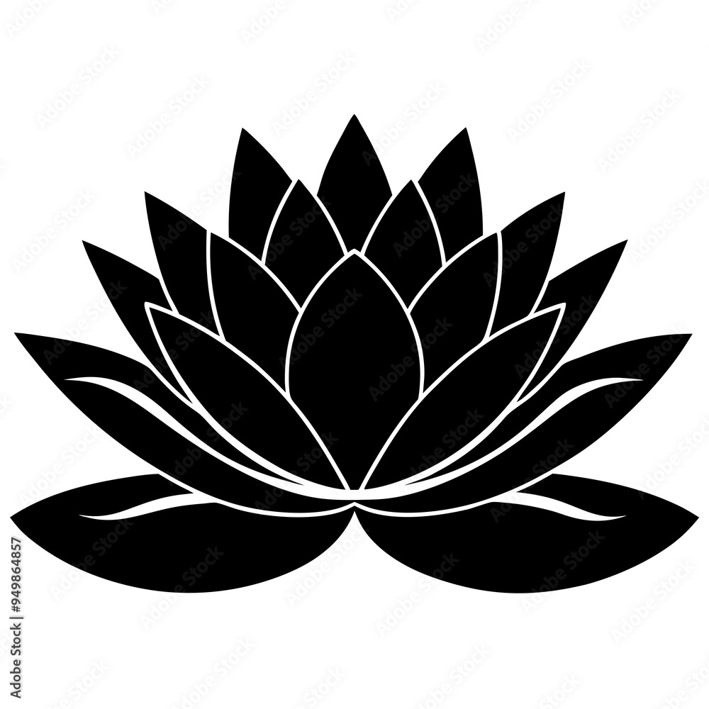 Water Lily Flower Silhouette Black Vector Water Lily Flower Silhouette Black Vector