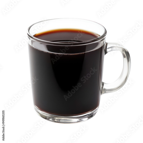 Black coffee drink object isolated on transparent png.