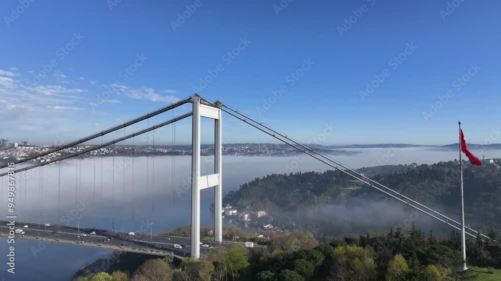 Foggy 15 July Martyrs Bridge , Beylerbeyi Uskudar, Istanbul Turkiye (Turkey) Foggy 15 July Martyrs Bridge , Beylerbeyi Uskudar, Istanbul Turkiye (Turkey)
