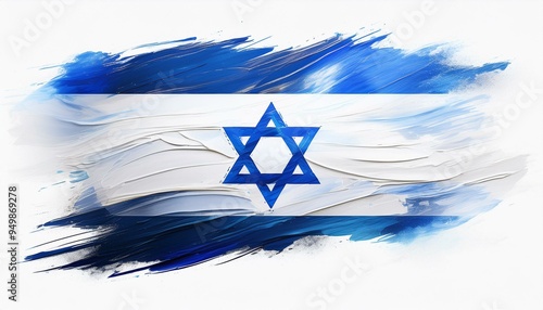 israel flag in abstract brushstroke style