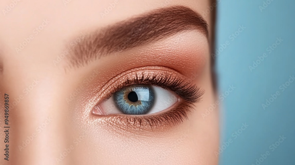 Close-up view of beautiful female eye with natural makeup Close-up view of beautiful female eye with natural makeup