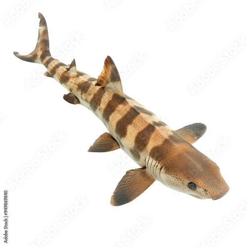 Brownbanded bamboo shark object isolated on transparent png. 