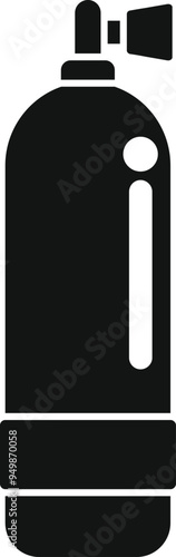 Simple icon of a scuba diving tank with a pressure gauge showing the remaining air supply for exploring the underwater world
