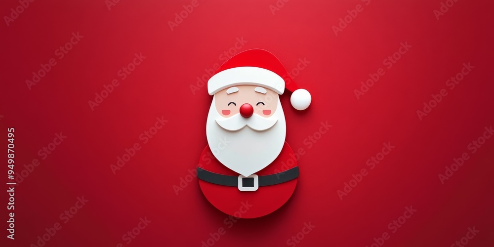 Santa claus smiling on red background minimalist design Santa claus smiling on red background minimalist design