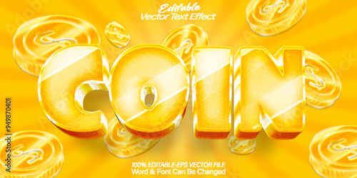 Coin Vector Text Effect Editable Alphabet Money Cash Treasure Gold Yellow