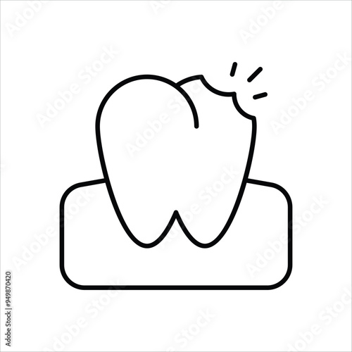 cavity line icon with white background vector stock illustration