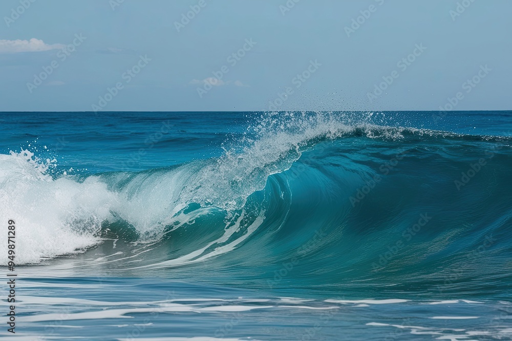 Fototapeta premium Pristine Waves with Crystal Blue Tide and Micro Bubble Surge