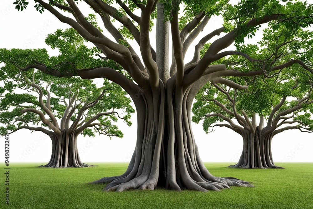 Isolated Mystical Banyan Trees on White Background for Creative and Advertising Purposes Isolated Mystical Banyan Trees on White Background for Creative and Advertising Purposes