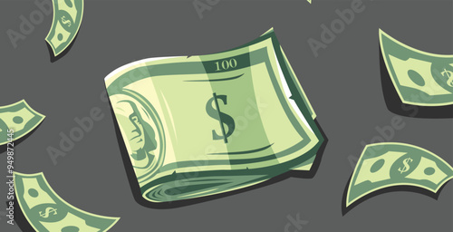 vector illustration of folded banknotes 