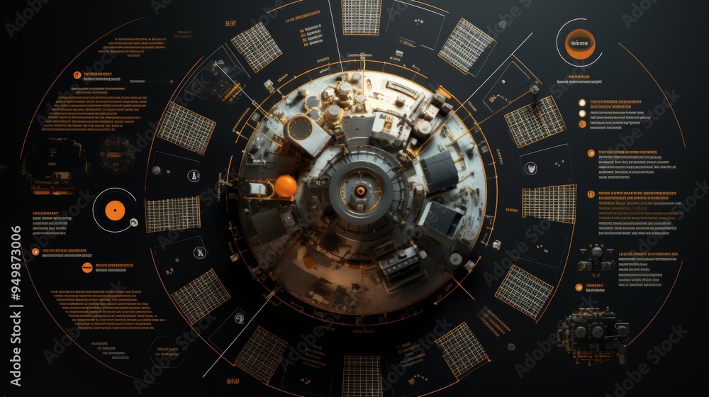 Obraz premium Detailed Diagram of a Futuristic Spacecraft