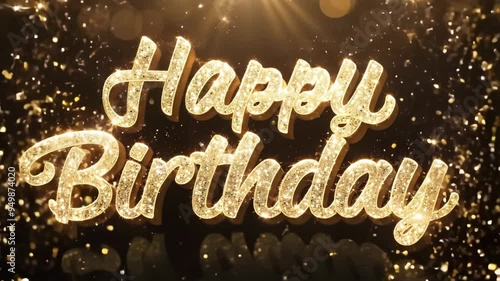Festive Glitter 'Happy Birthday' Animation with Shiny Text Effect