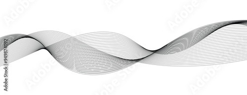 Wave lines smooth flowing dynamic isolated on white background. Technology, digital, communication, science, music concept vector background illustration