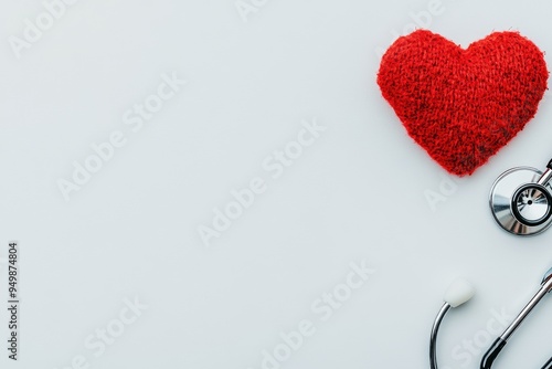 Healthcare concept with red heart stethoscope on white background