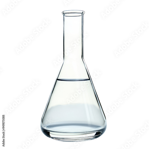Laboratory flask with liquid,  Science object  isolated on transparent png.