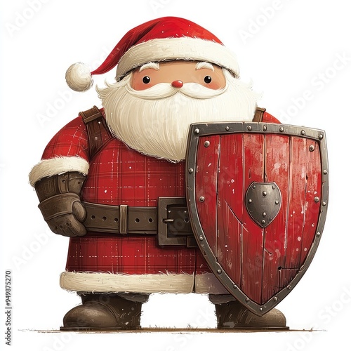 Festive Defender Santa Claus with Shield