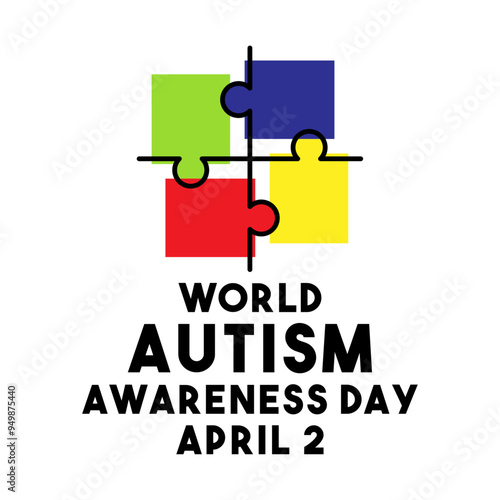 World Autism Awareness Day. April 2. Flat design vector. White background.