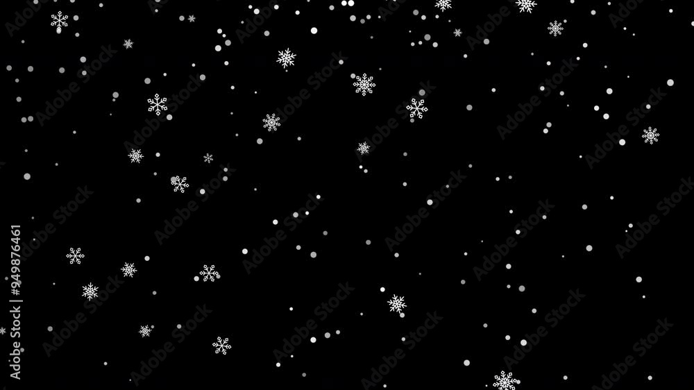 粉雪と雪の結晶が降るアニメーション背景動画 アルファチャンネル付き ループ可能 粉雪と雪の結晶が降るアニメーション背景動画 アルファチャンネル付き ループ可能