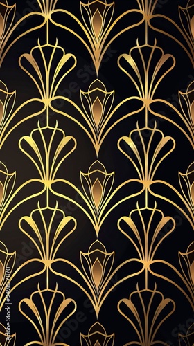 Luxury golden wallpaper. Art Deco Pattern, Vip invitation background texture for print, fabric, packaging design